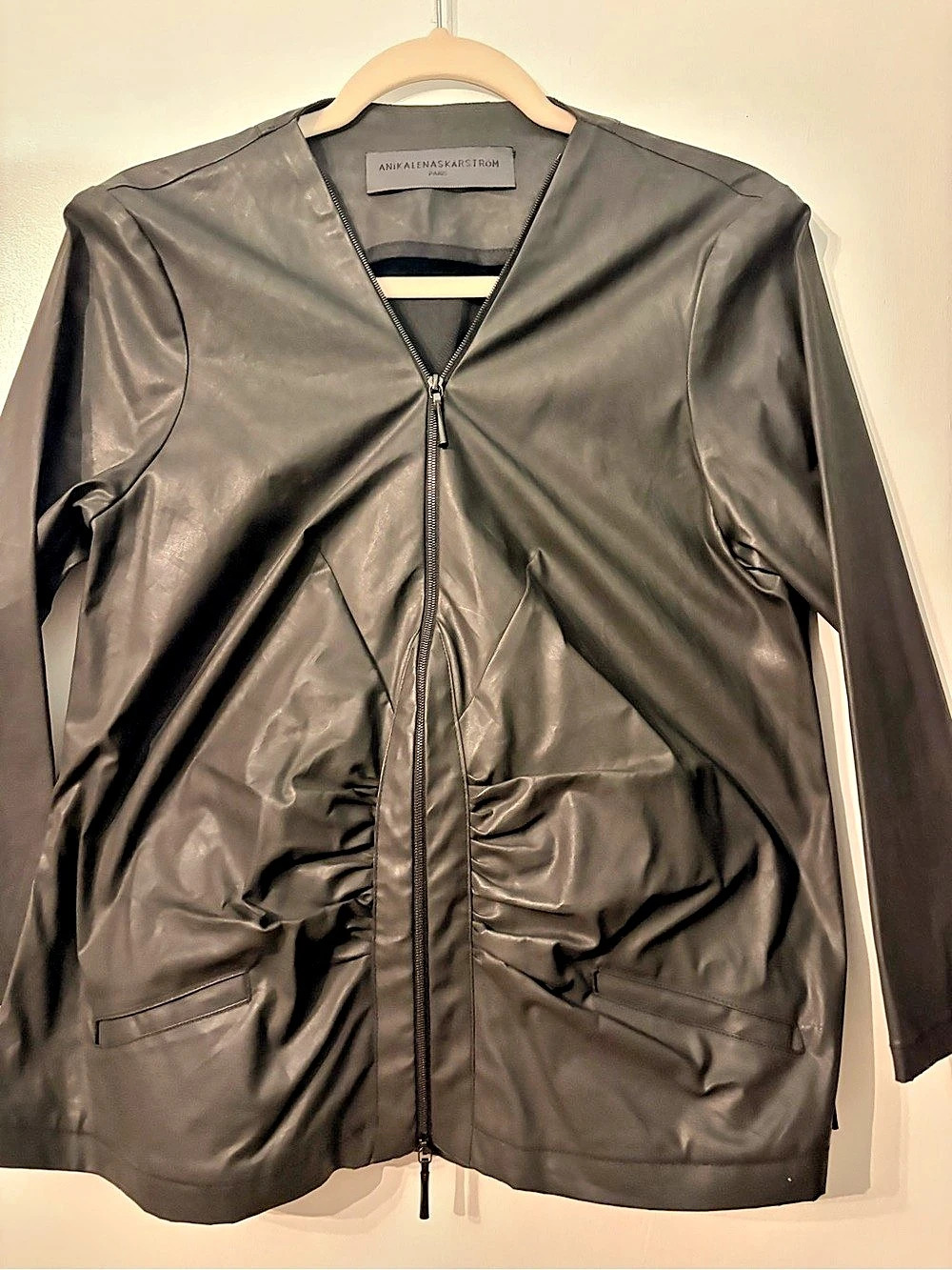 Anikalenaskartsrom Black Leather cotton finish blazer